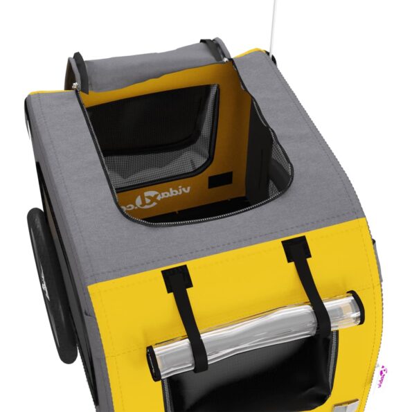 vidaXL Cyklovozík pre zvieratá, žtlo sivý, oxfordská látka, železo – Obrázok 9