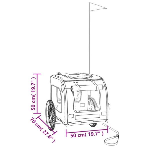 vidaXL Cyklovozík pre zvieratá, žtlo sivý, oxfordská látka, železo – Obrázok 11