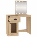 vidaXL Toaletný stolík s LED dub sonoma 90x50x132,5 cm sprac. drevo – Obrázok 7