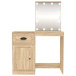 vidaXL Toaletný stolík s LED dub sonoma 90x50x132,5 cm sprac. drevo – Obrázok 9