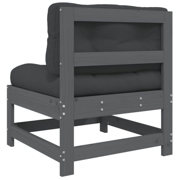 vidaXL Stredové pohovky s vankúšmi 2 ks sivé borovicový masív – Obrázok 7