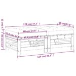 vidaXL Záhradné podnožky s vankúšmi 2 ks biele borovicový masív – Obrázok 10