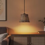 vidaXL Tienidlo na stropnú lampu hnedé Ø15x12 cm prútie – Obrázok 3
