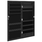 vidaXL Zrkadlová skrinka na šperky s LED svetlami nástenná čierna – Obrázok 8