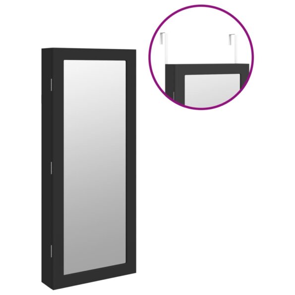 vidaXL Zrkadlová skrinka na šperky s LED svetlami nástenná čierna – Obrázok 9