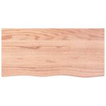 vidaXL Nástenná polica bledohnedá 100x50x2 cm ošetrený dubový masív – Obrázok 2