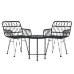vidaXL 3-dielna záhradná jedálenská súprava čierna polyratan – Obrázok 3
