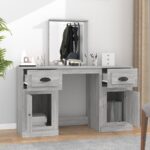 vidaXL Toaletný stolík so zrkadlom sivý dub sonoma 130x50x132,5 cm – Obrázok 3