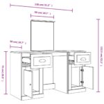 vidaXL Toaletný stolík so zrkadlom sivý dub sonoma 130x50x132,5 cm – Obrázok 10