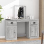 vidaXL Toaletný stolík so zrkadlom sivý dub sonoma 130x50x132,5 cm