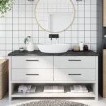 vidaXL Kúpeľňová doska tmavohnedá 160x60x(2-4) cm ošetrený masív