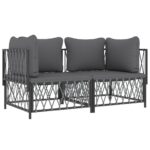 vidaXL 2-dielna záhradná sedacia súprava s podložkami antracitová oceľ – Obrázok 3
