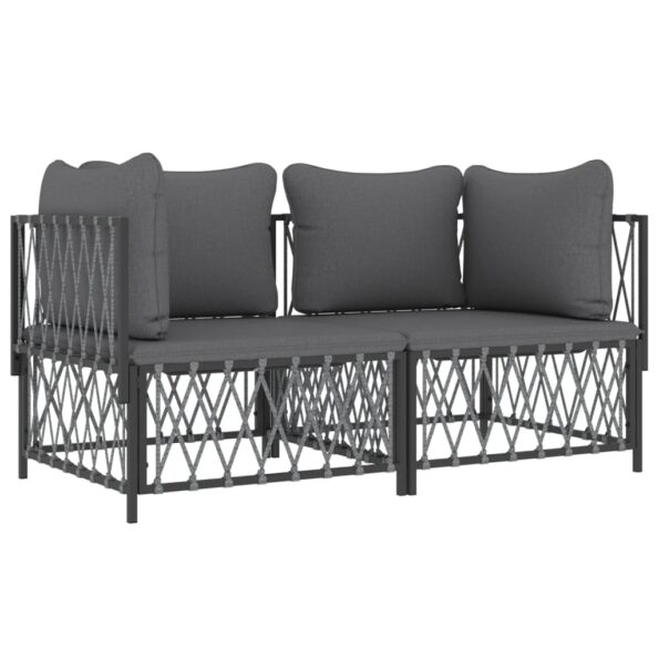 vidaXL 2-dielna záhradná sedacia súprava s podložkami antracitová oceľ – Obrázok 3