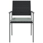 vidaXL Záhradné stoličky s vankúšmi 4ks čierne 54x62,5x89 cm polyratan – Obrázok 4