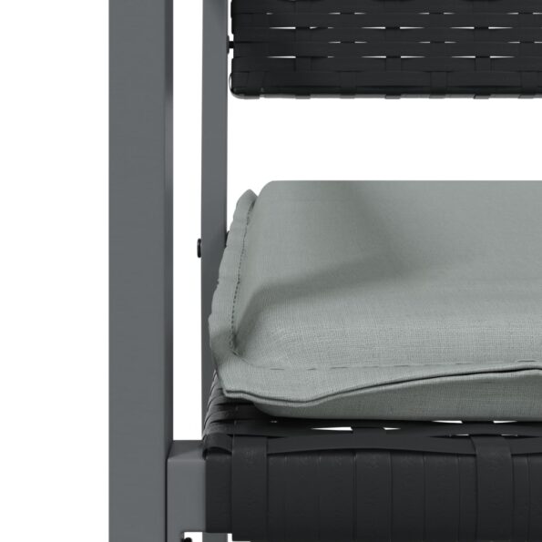 vidaXL Záhradné stoličky s vankúšmi 4ks čierne 54x62,5x89 cm polyratan – Obrázok 7