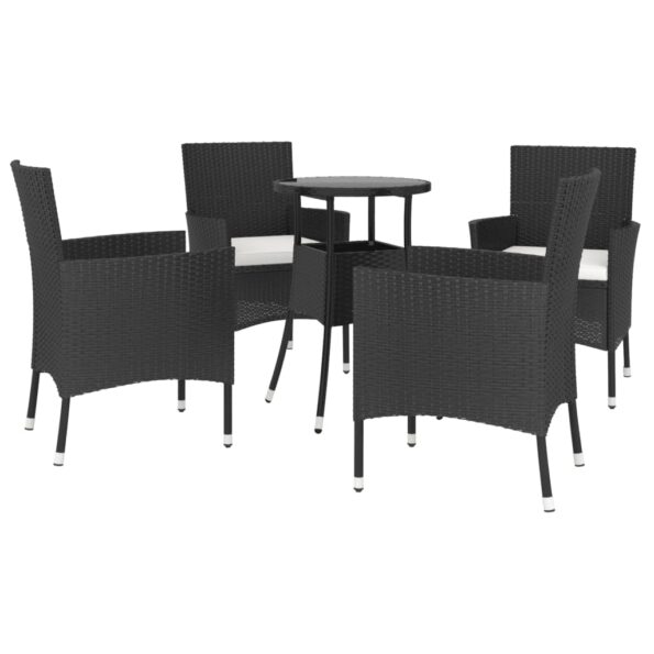 VXL8720845859435_g_en_hd_1.jpg vidaXL 5-dielna záhradná bistro súprava s vankúšmi čierna polyratan – Obrázok 3