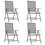 vidaXL 5-dielna záhradná jedálenská súprava oceľová antracitová – Obrázok 4