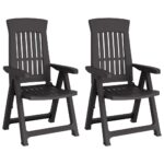 vidaXL Záhradné sklápacie kreslá 2 ks antracitové PP – Obrázok 2