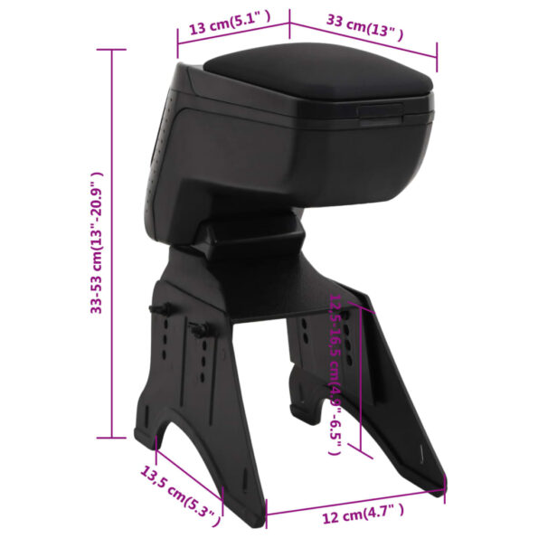 vidaXL Lakťová opierka do auta univerzálna čierna 13x33x(33-53) cm ABS – Obrázok 12