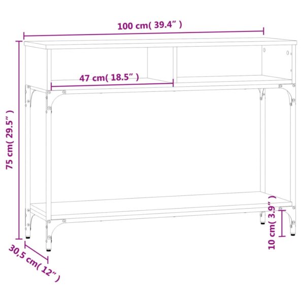 VXL8720845915759_g_en_hd_7.jpg vidaXL Konzolový stolík hnedý dub 100x30,5x75 cm kompozitné drevo – Obrázok 9