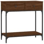 vidaXL Konzolový stolík hnedý dub 75 x 34,5 x 75 cm kompozitné drevo – Obrázok 2