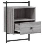 vidaXL Nočné skrinky nástenné 2 ks sivá sonoma 40x30x61 cm komp. drevo – Obrázok 5