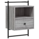 vidaXL Nočné skrinky nástenné 2 ks sivá sonoma 40x30x61 cm komp. drevo – Obrázok 6