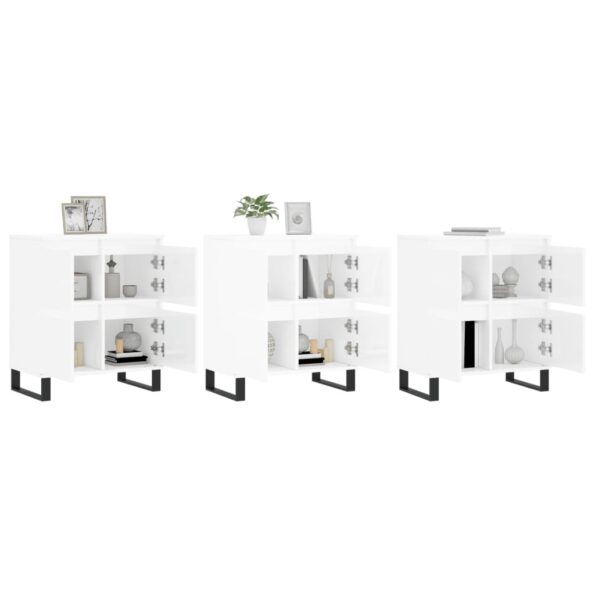 vidaXL Komody 3 ks vysoký lesk biele spracované drevo – Obrázok 3