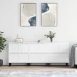 vidaXL Komody 3 ks vysoký lesk biele spracované drevo