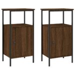 vidaXL Nočné stolíky 2 ks hnedý dub 41x31x80 cm kompozitné drevo – Obrázok 2