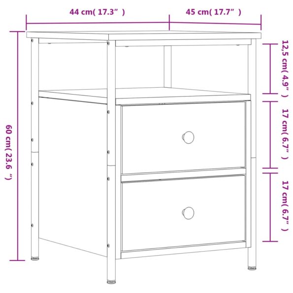 vidaXL Nočné stolíky 2 ks dymový dub 44x45x60 cm kompozitné drevo – Obrázok 12