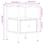 vidaXL Nočné stolíky 2 ks dymový dub 34x36x50 cm kompozitné drevo – Obrázok 12