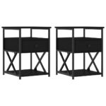 vidaXL Nočné stolíky 2 ks čierne 40x42x55 cm kompozitné drevo – Obrázok 2