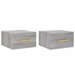 vidaXL Nástenné nočné stolíky 2 ks sivé sonoma 35x35x20 cm – Obrázok 2