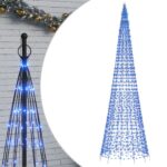 vidaXL Svetlo na vianočný stromček na stožiar 1534 LED modré 500 cm – Obrázok 2
