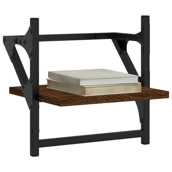 vidaXL Nástenné police s tyčami 2 ks hnedý dub 30x25x30 cm – Obrázok 3