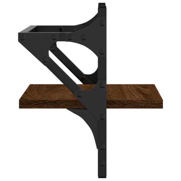 vidaXL Nástenné police s tyčami 2 ks hnedý dub 30x25x30 cm – Obrázok 6