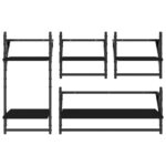 vidaXL 4-dielna súprava nástenných políc s tyčami čierna kompoz. drevo – Obrázok 4