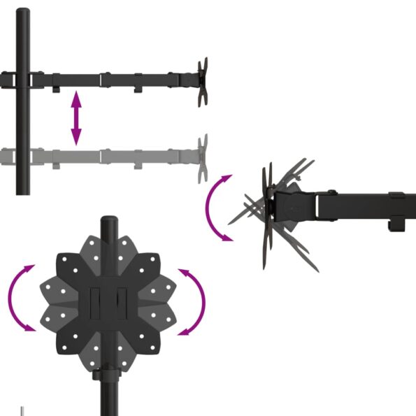 vidaXL Držiak na dva monitory čierny oceľový VESA 75/100 mm – Obrázok 8