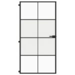 vidaXL Vnútorné dvere tenké čierne 102,5x201,5cm tvrdené sklo a hliník – Obrázok 3
