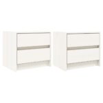 vidaXL Nočné stolíky 2 ks biele 40x31x35,5 cm masívne borovicové drevo – Obrázok 2