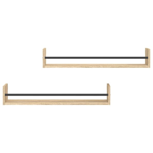 vidaXL Nástenné police s tyčami 2 ks dub sonoma 80x16x14 cm – Obrázok 4