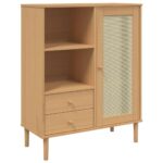 vidaXL Skrinka SENJA, ratanový vzhľad, hnedá 90x40x112 cm, borovica – Obrázok 2