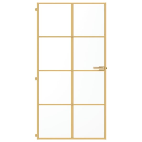 vidaXL Vnútorné dvere tenké zlaté 102,5x201, 5cm tvrdené sklo a hliník – Obrázok 3