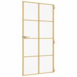 vidaXL Vnútorné dvere tenké zlaté 102,5x201, 5cm tvrdené sklo a hliník – Obrázok 5