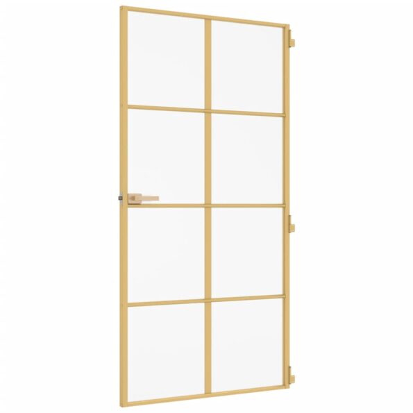 vidaXL Vnútorné dvere tenké zlaté 102,5x201, 5cm tvrdené sklo a hliník – Obrázok 5