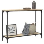 vidaXL Konzolový stolík dub sonoma 101x30,5x75 cm kompozitné drevo – Obrázok 3
