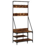 vidaXL Vešiak na šaty s botníkom dymový dub 80x40x184 cm – Obrázok 2