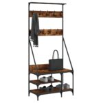 vidaXL Vešiak na šaty s botníkom dymový dub 80x40x184 cm – Obrázok 3