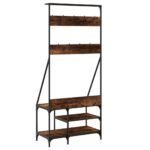 vidaXL Vešiak na šaty s botníkom dymový dub 80x40x184 cm – Obrázok 6